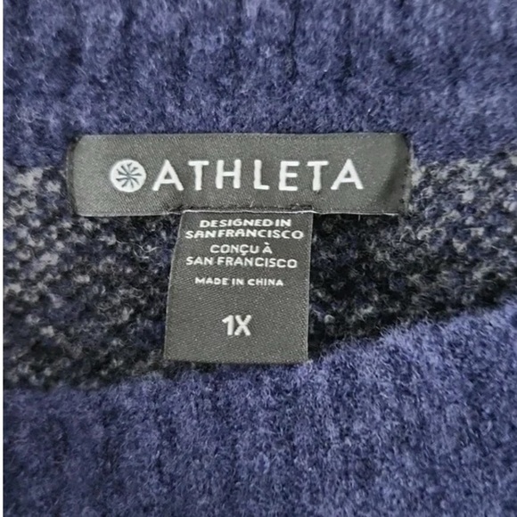 Athleta Navy and Gray Patterned Sweater 1Xl extra fine merino wool - Picture 3 of 8